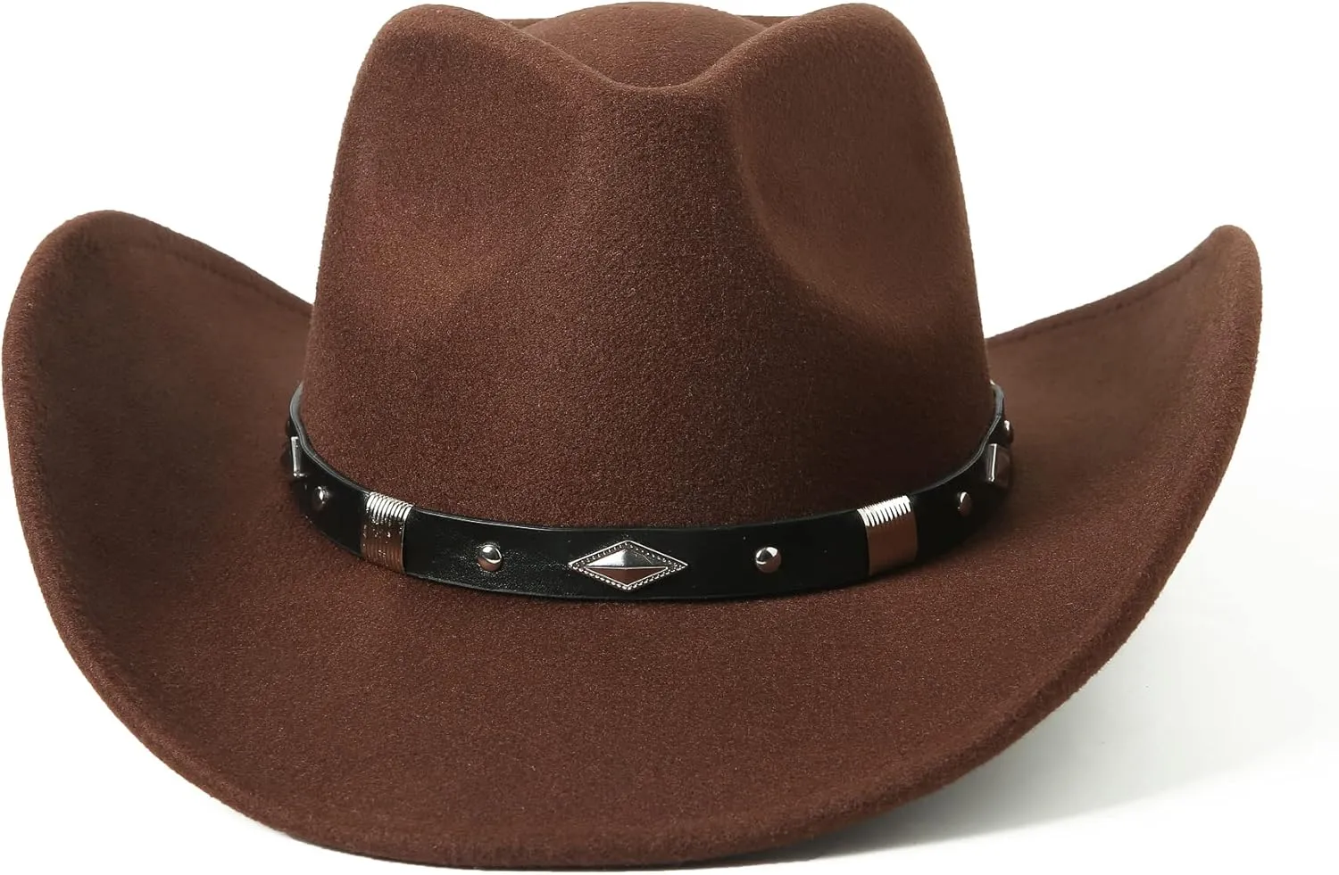 Lanzom Women Men Classic Felt Wide Brim Western Cowboy Cowgirl Hat with Belt Buckle
