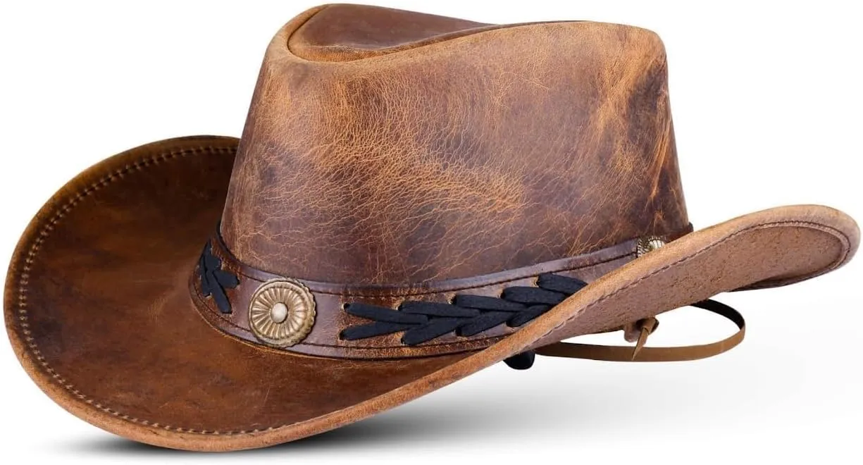 Leather Cowboy hat Shapeable into Outback hat, Australian Hats for Men & Women