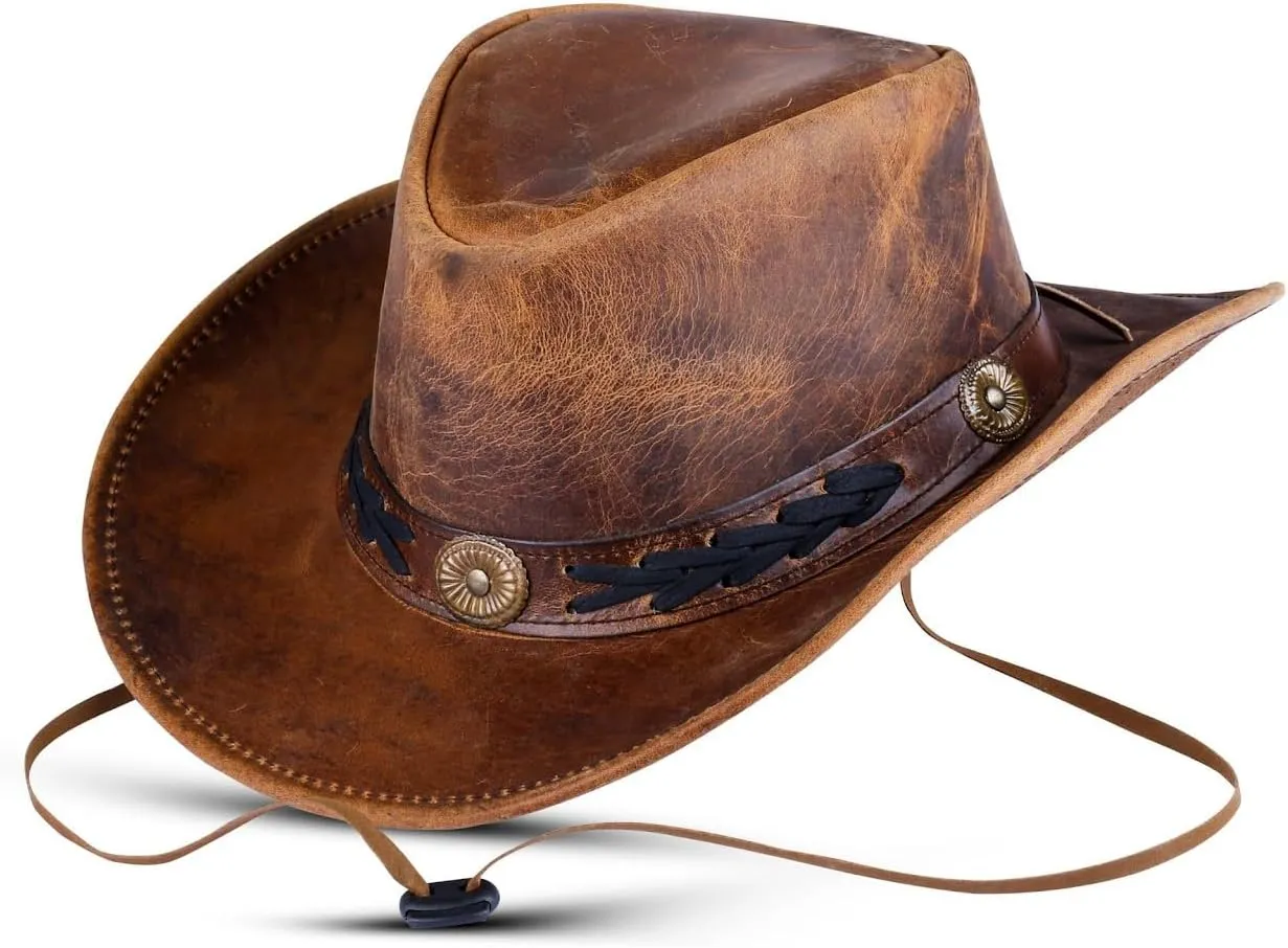 Leather Cowboy hat Shapeable into Outback hat, Australian Hats for Men & Women