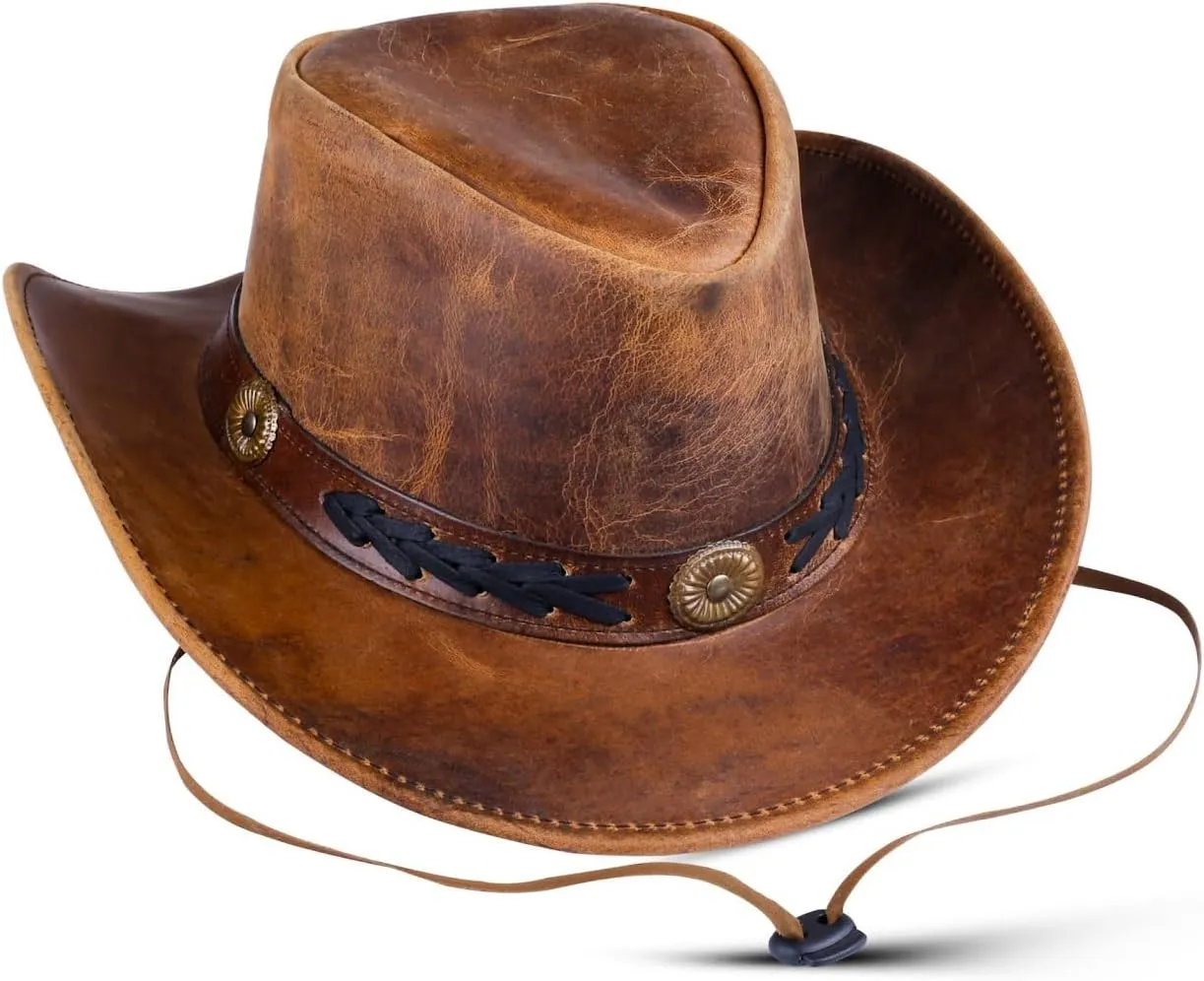 Leather Cowboy hat Shapeable into Outback hat, Australian Hats for Men & Women
