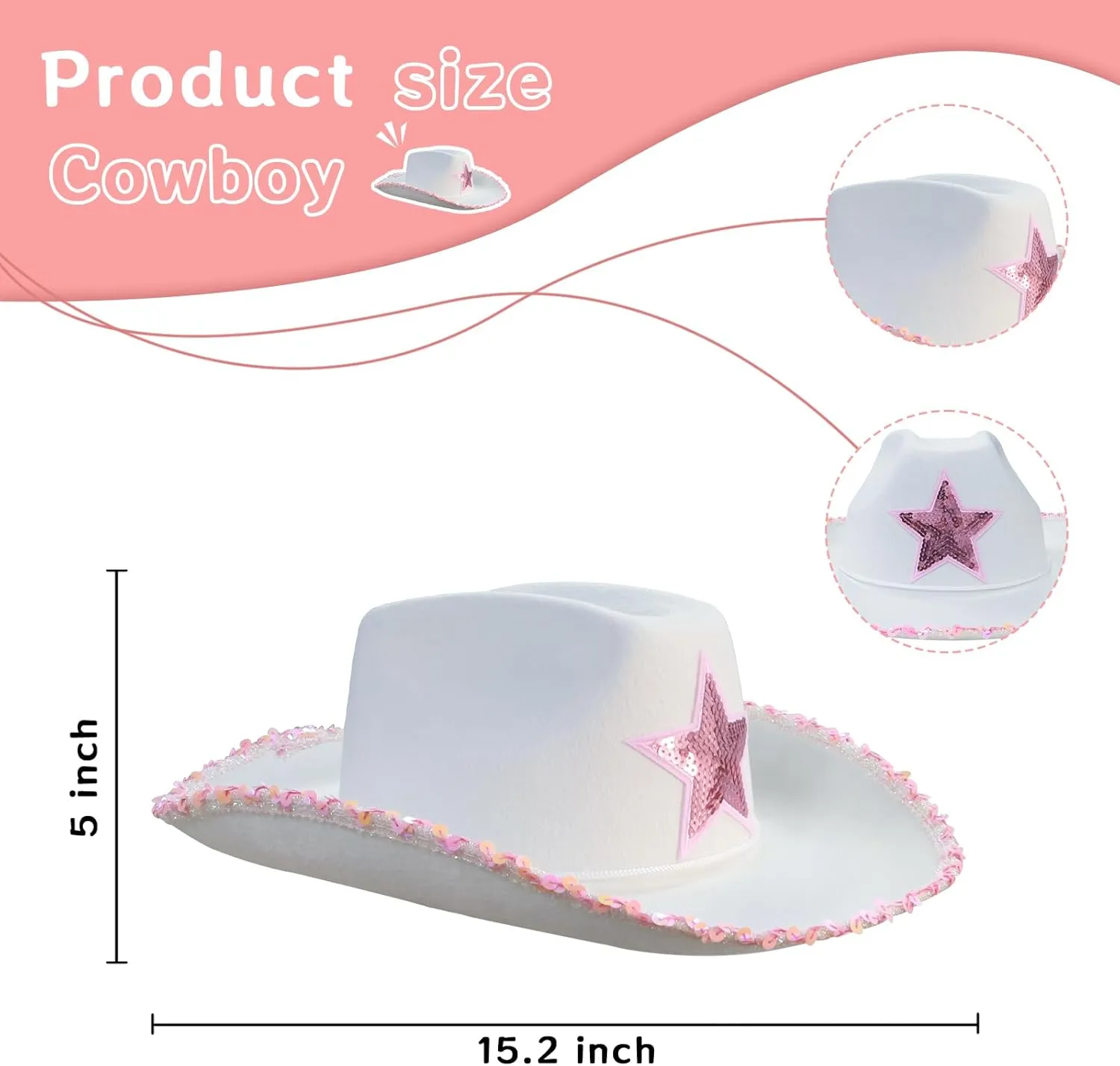 MEMOVAN Cowgirl Hat for Women Girls Western Cowboy Cowgirls Hats Felt Cowboy Hat Retro Wide Brim Western Hat