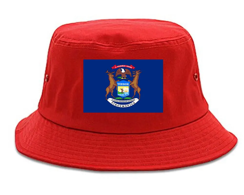 Michigan State Flag MI Chest Mens Bucket Hat