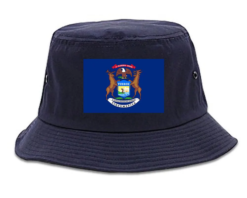 Michigan State Flag MI Chest Mens Bucket Hat