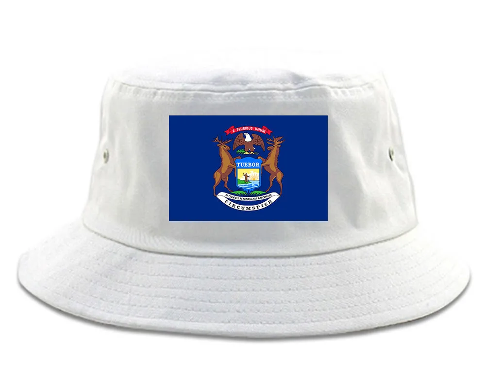 Michigan State Flag MI Chest Mens Bucket Hat