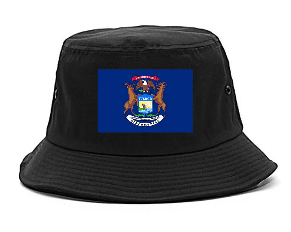 Michigan State Flag MI Chest Mens Bucket Hat