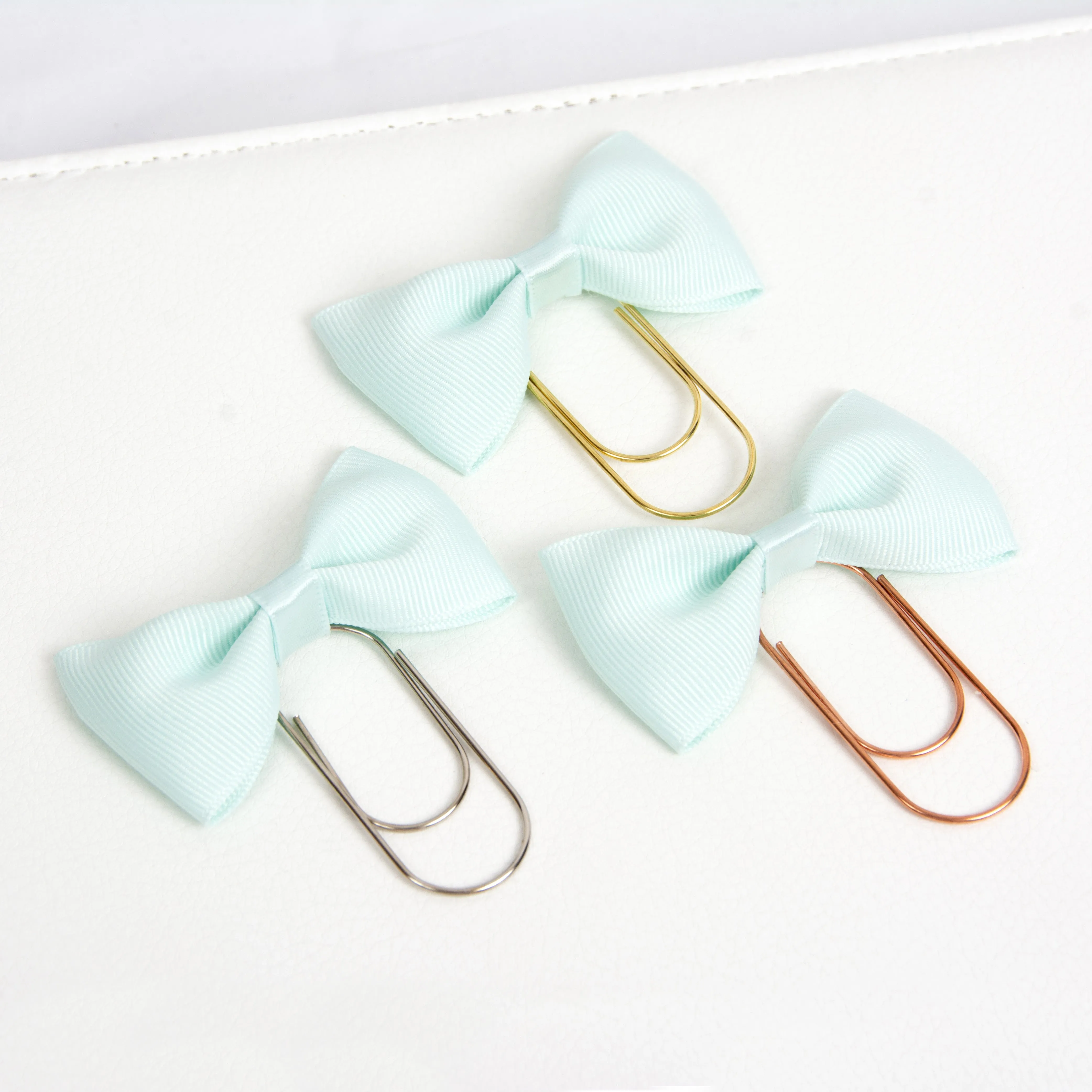 Mint Bow Wide Planner Clip - Bookmark in Silver, Gold or Rose Gold