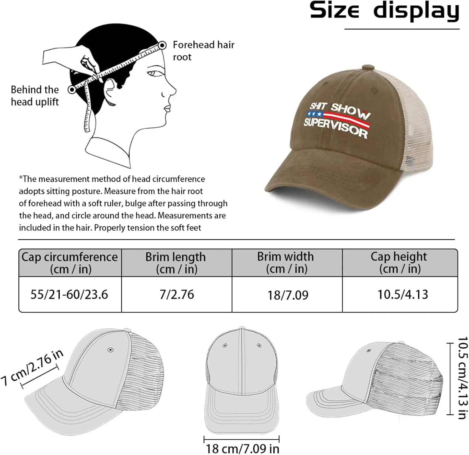 OOMOO Meme caps for Men Shit Show Supervisor Cap Meme Gifts for Men