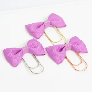 Orchid Purple Bow Wide Planner Clip - Bookmark in Silver, Gold or Rose Gold