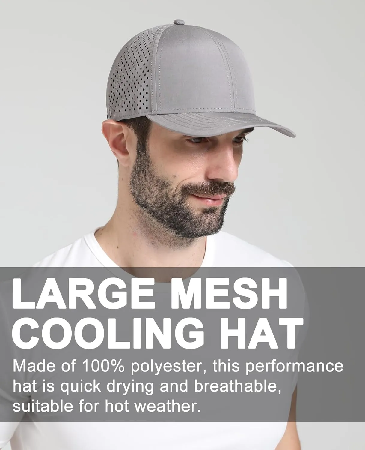 Oversize XL XXL Quick Dry Baseball Cap, Large Performance Snapback Hats, Laser Cut Mesh Ball Cap for Men Big Heads 23.5"-26"