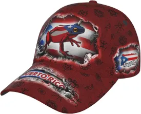 Puerto Rico Flag Baseball Cap Unisex Novelty Frog Printed Hat Map Badge Baseball Hats Puerto Rico Hat for Men and Women