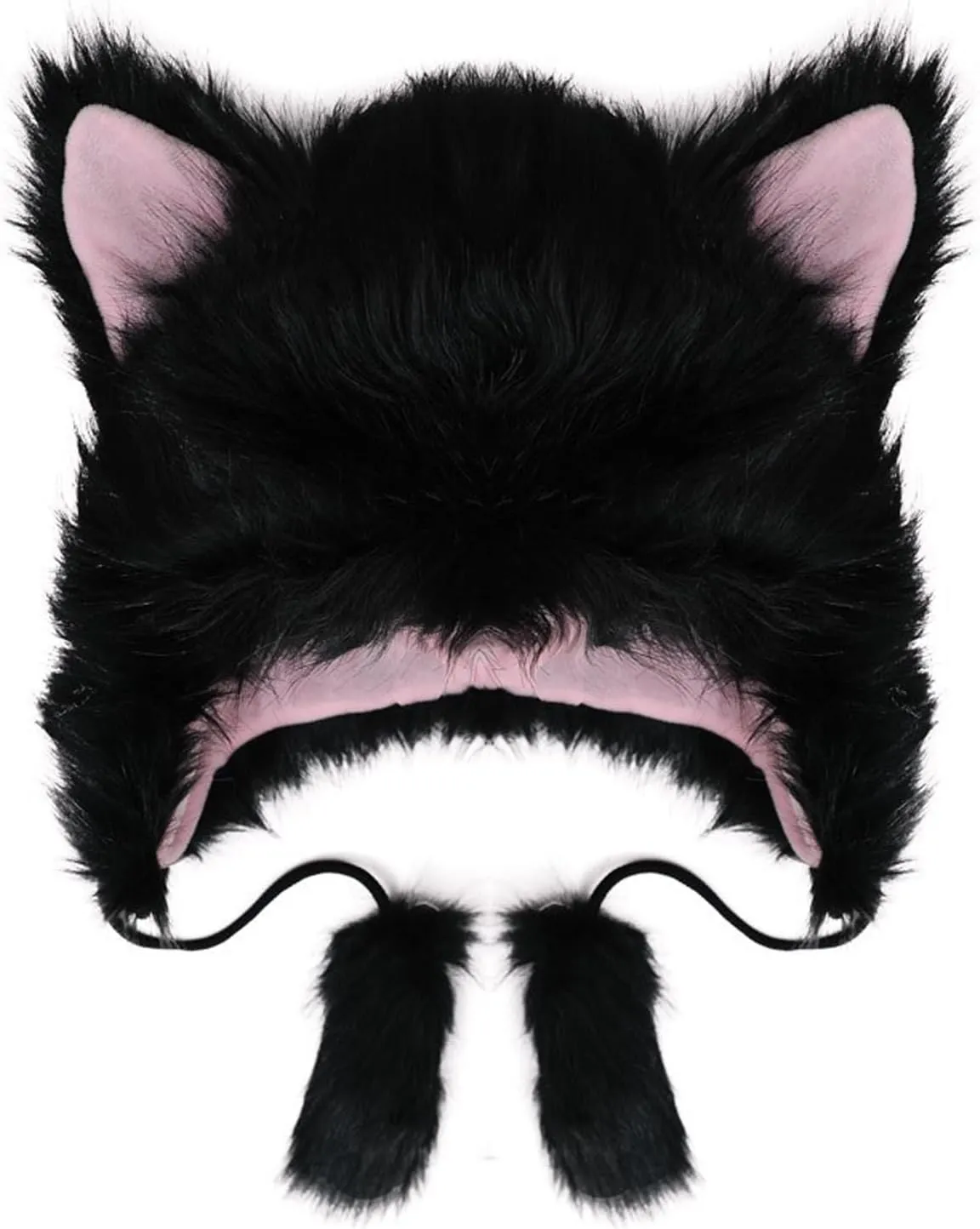 PURFUN Colorful Faux Fur Earflap Hats with Cat Ear, Adults Animal Theme Wolf Hooded Hat Cosplay Halloween Costume Caps