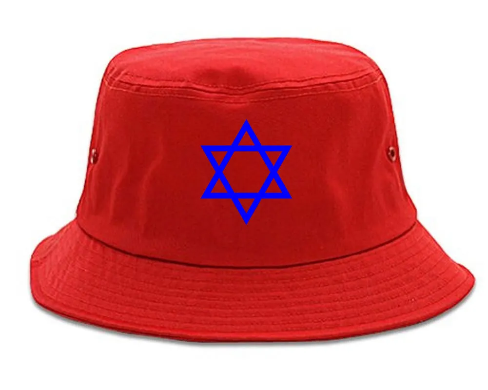 Royal Blue Star Of David Jewish Chest Mens Bucket Hat