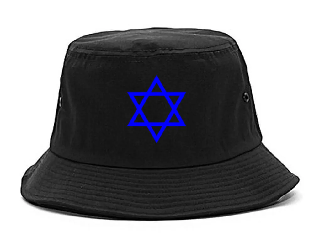 Royal Blue Star Of David Jewish Chest Mens Bucket Hat