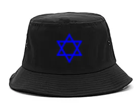 Royal Blue Star Of David Jewish Chest Mens Bucket Hat