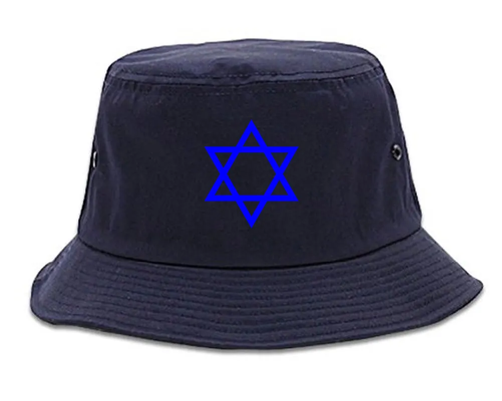 Royal Blue Star Of David Jewish Chest Mens Bucket Hat