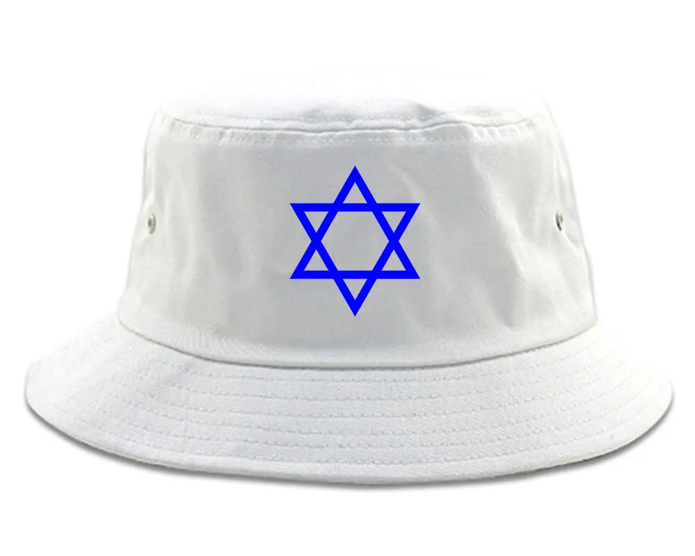 Royal Blue Star Of David Jewish Chest Mens Bucket Hat
