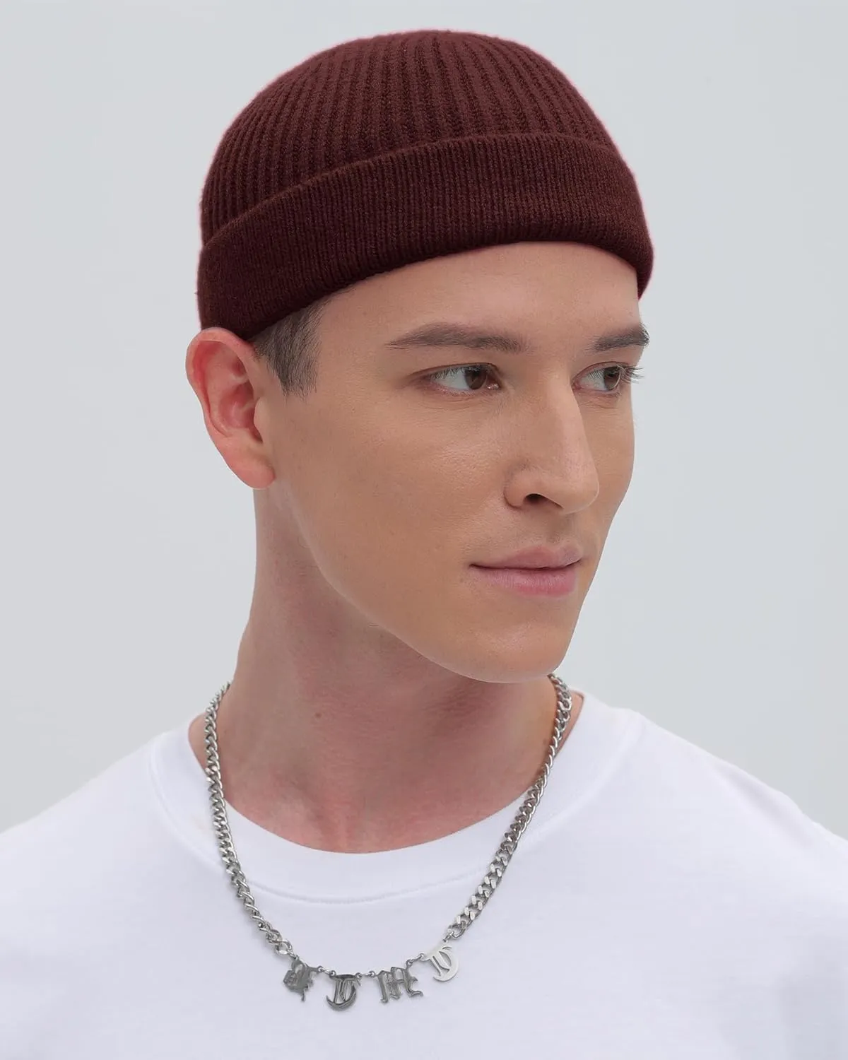 ROYBENS Swag Wool Short Fisherman Beanie for Men Women, Knit Cuff Trawler Beanie Watch Hat, Soft Spring Fall Skull Cap Unisex