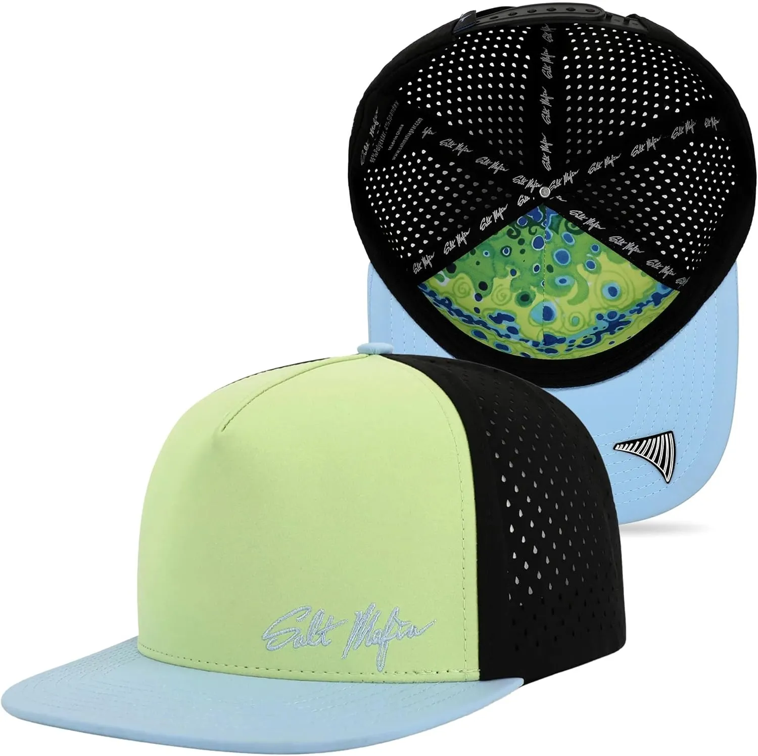 Salt Mafia Flat Brim Waterproof Hats for Men - Performance Snapback Surfer Hat