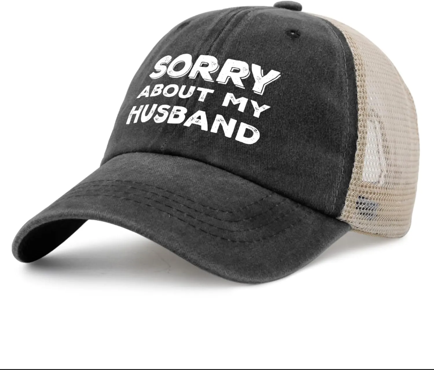 Sorry About My Husband Trucker Hat Women Funny Mesh Cap for Summer