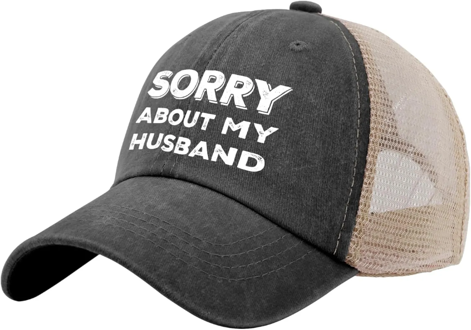 Sorry About My Husband Trucker Hat Women Funny Mesh Cap for Summer
