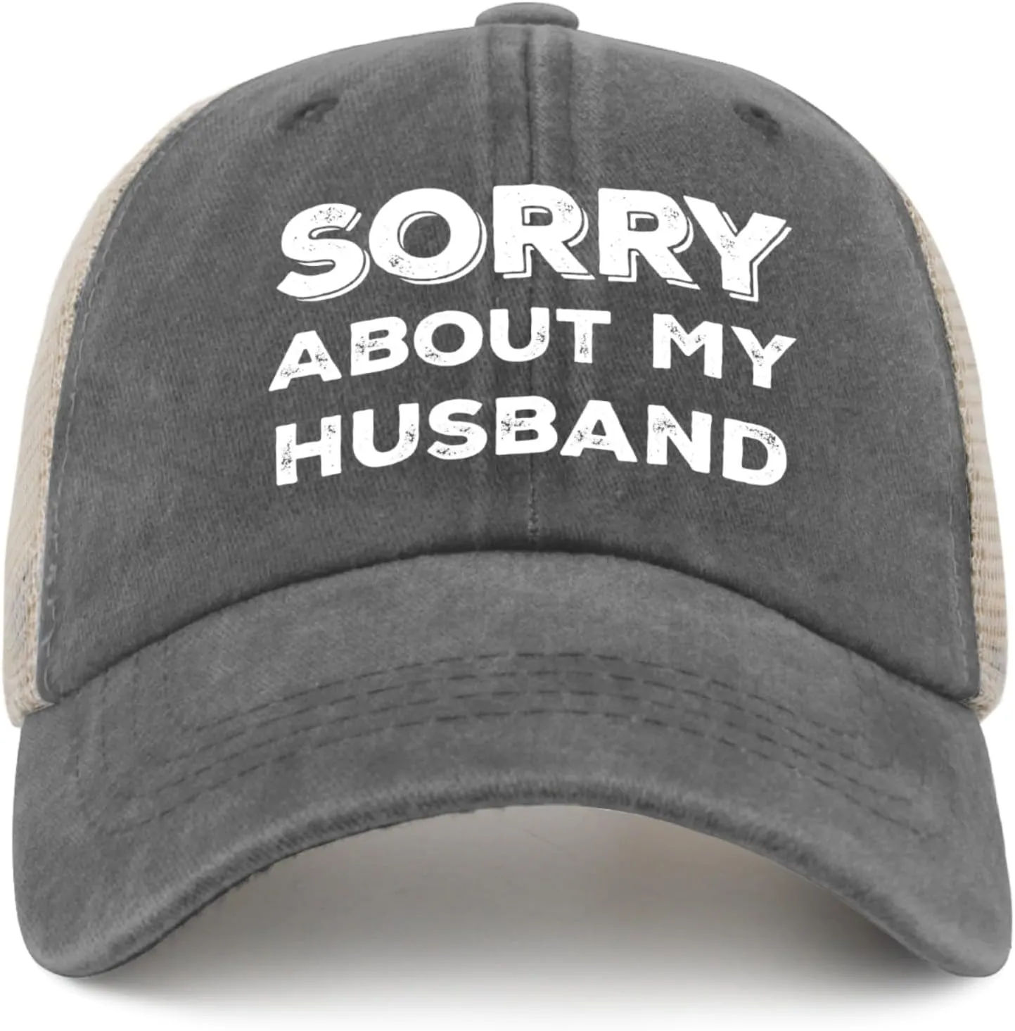 Sorry About My Husband Trucker Hat Women Funny Mesh Cap for Summer