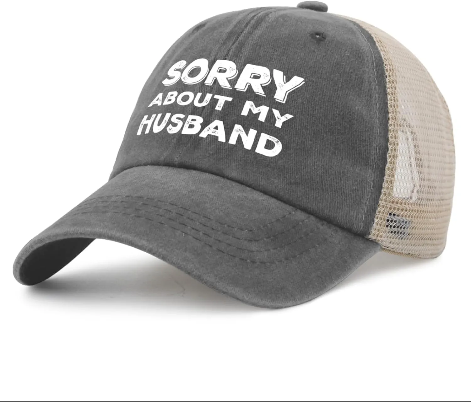Sorry About My Husband Trucker Hat Women Funny Mesh Cap for Summer