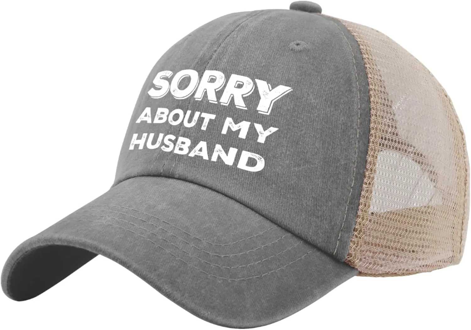 Sorry About My Husband Trucker Hat Women Funny Mesh Cap for Summer