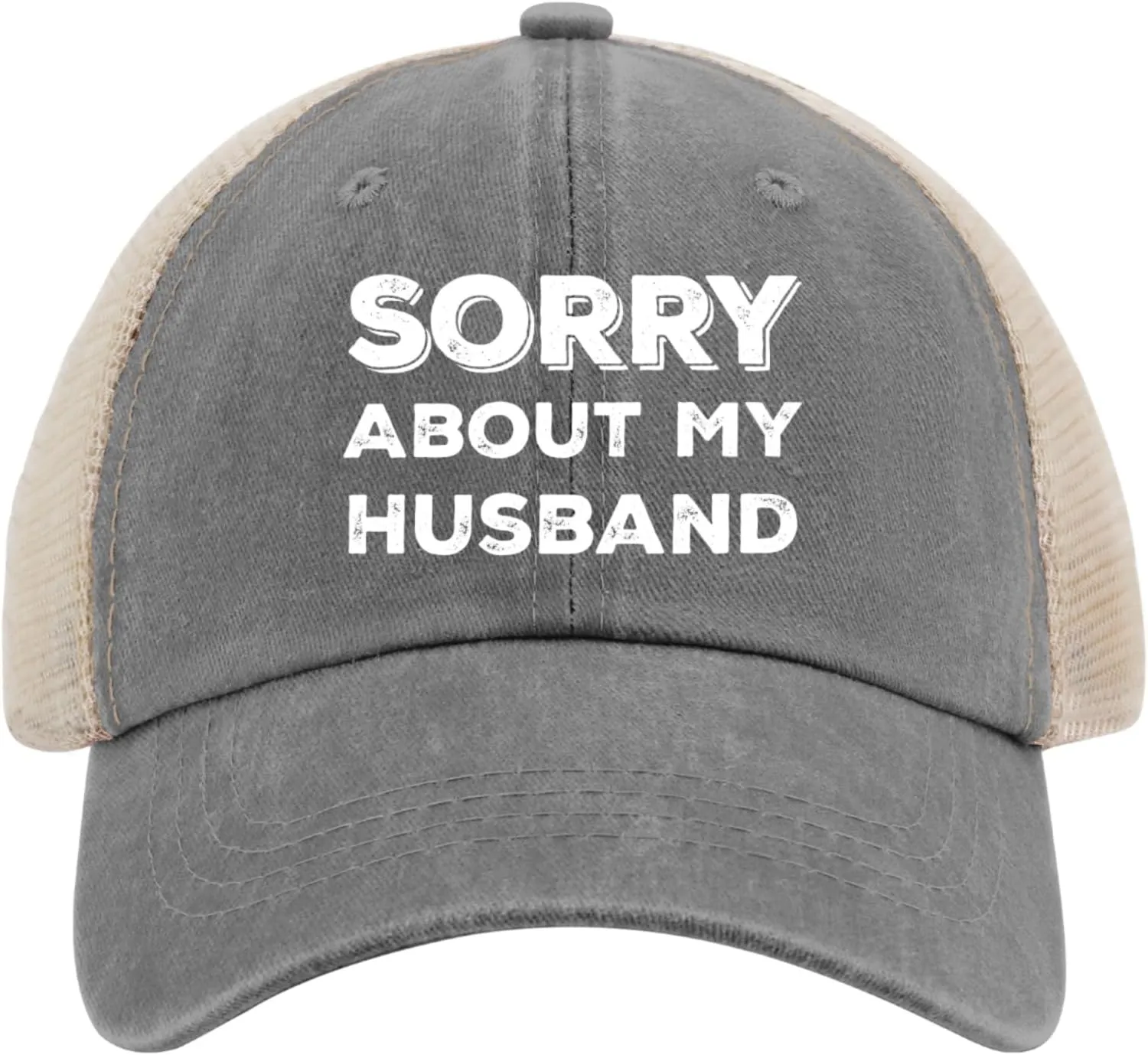 Sorry About My Husband Trucker Hat Women Funny Mesh Cap for Summer