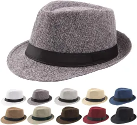 Straw Fedora Hat Mens Fedora Hats for Men Jazz Hat Men's Breathable Linen Top Hat Outdoor Sun Hat Trilby Panama Hat