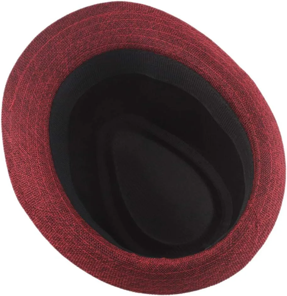 Straw Fedora Hat Mens Fedora Hats for Men Jazz Hat Men's Breathable Linen Top Hat Outdoor Sun Hat Trilby Panama Hat