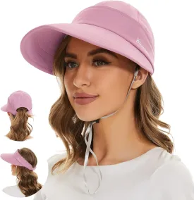 Sun Hats for Women UV Protection Wide Brim 2 in 1 Zip-Off Visor Summer Beach Hat Womens Packable Golf Hat