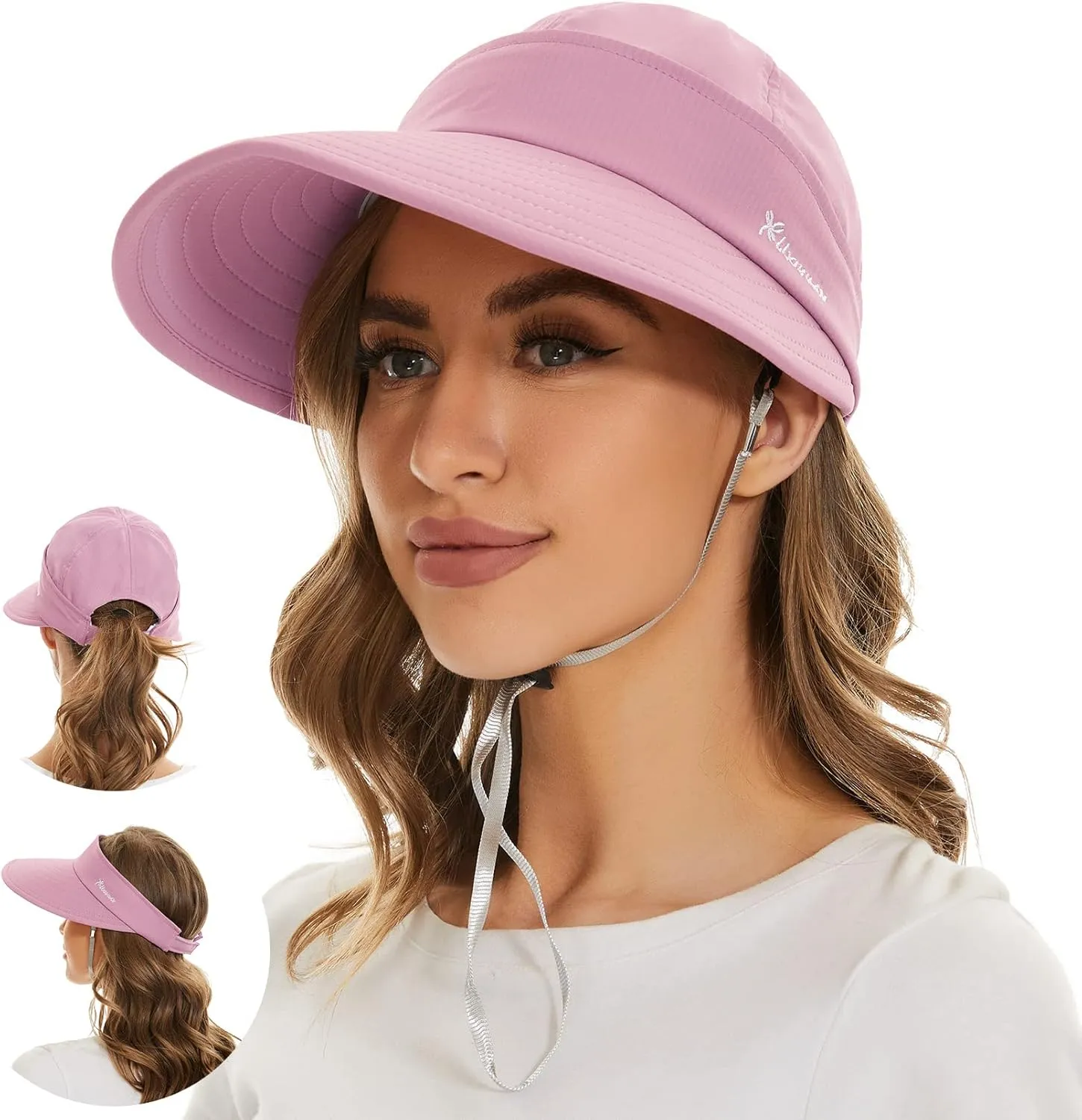 Sun Hats for Women UV Protection Wide Brim 2 in 1 Zip-Off Visor Summer Beach Hat Womens Packable Golf Hat