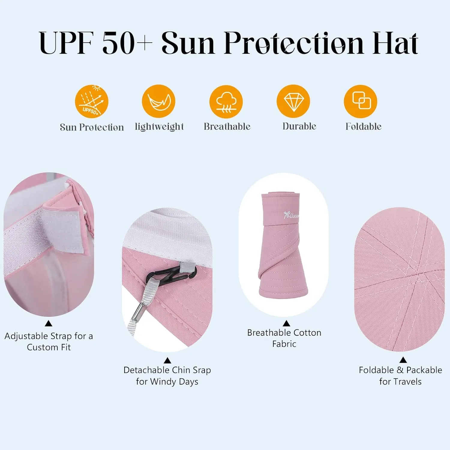 Sun Hats for Women UV Protection Wide Brim 2 in 1 Zip-Off Visor Summer Beach Hat Womens Packable Golf Hat