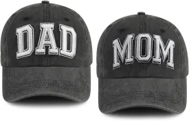 Tbstlumd 2 PCS Dad and Mom Hats for Men Women, Funny Adjustable Embroidered Cotton 2024 2025 Parents Baseball Cap