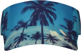 Tropical Island Palm Tree Sport Sun Visor Adjustable Summer Cap Visor Caps for Women Men Travel