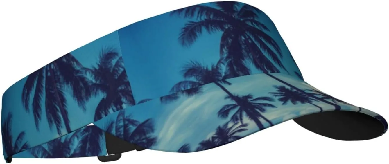 Tropical Island Palm Tree Sport Sun Visor Adjustable Summer Cap Visor Caps for Women Men Travel
