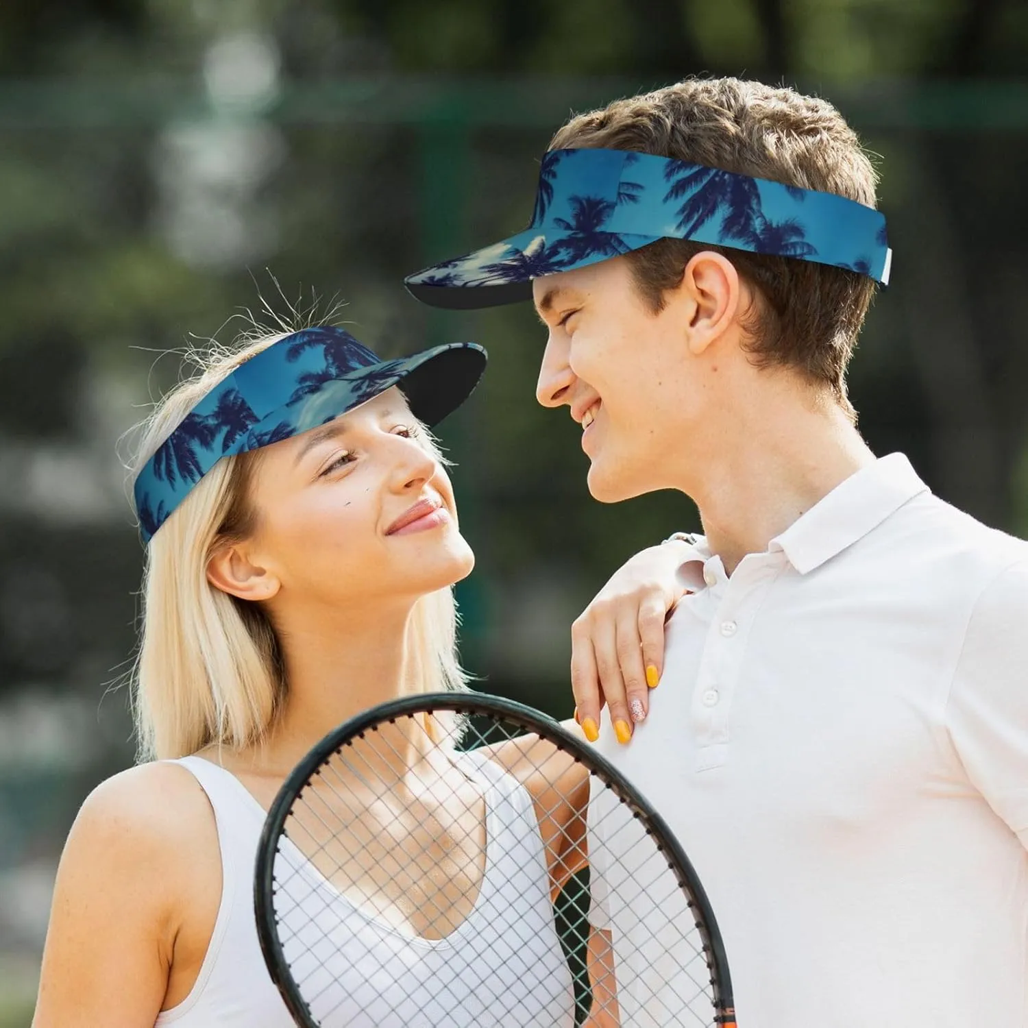 Tropical Island Palm Tree Sport Sun Visor Adjustable Summer Cap Visor Caps for Women Men Travel