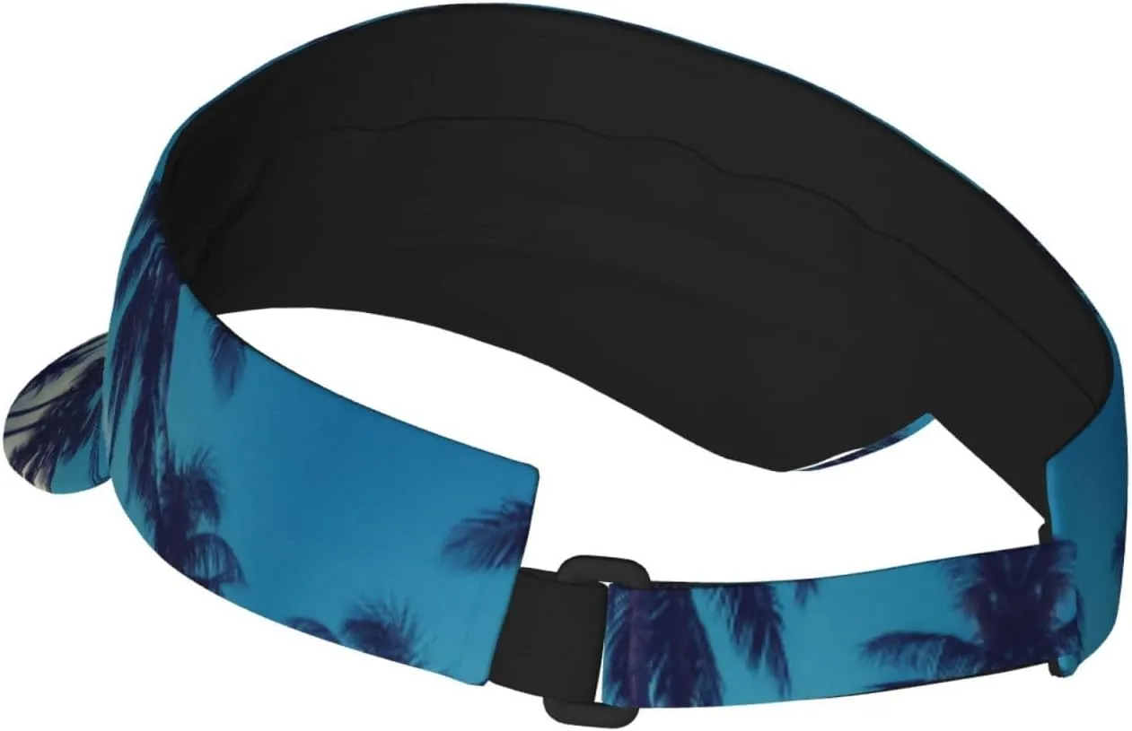 Tropical Island Palm Tree Sport Sun Visor Adjustable Summer Cap Visor Caps for Women Men Travel