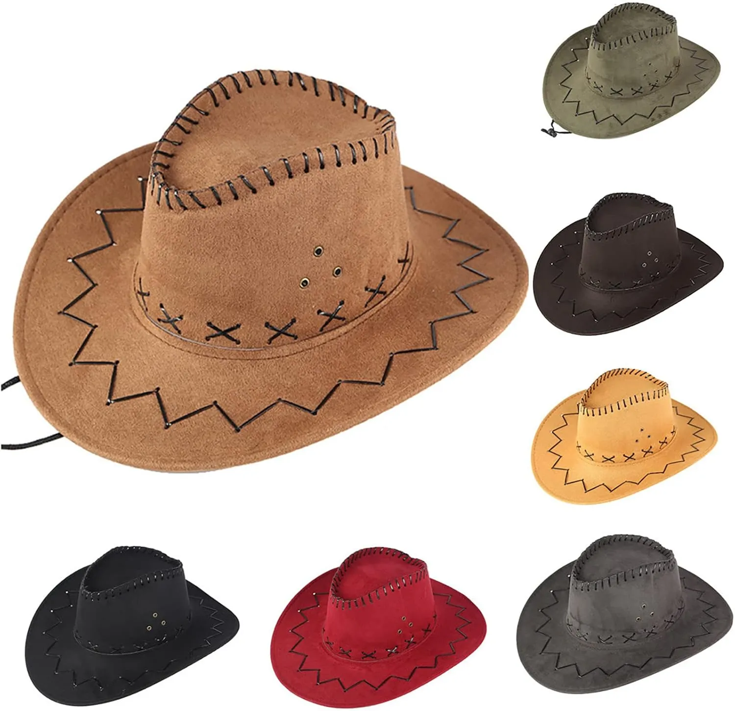 Unisex Classic Straw Western Cowboy Hat Felt Cowgirl Hats American Fedora Hats Outdoor Wide Brim Rodeo Hat