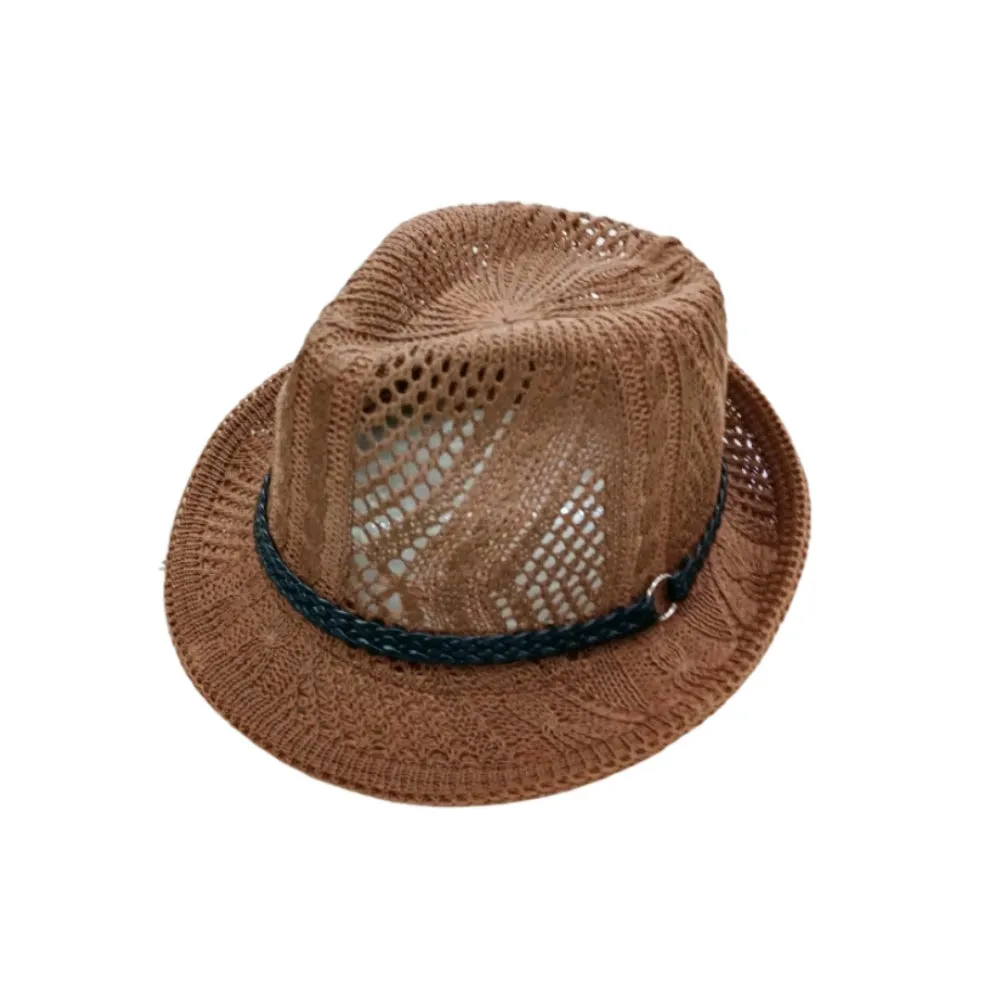 Unisex Mesh Cotton Fedora Panama Sun Summer Beach Hat Trilby DW61203