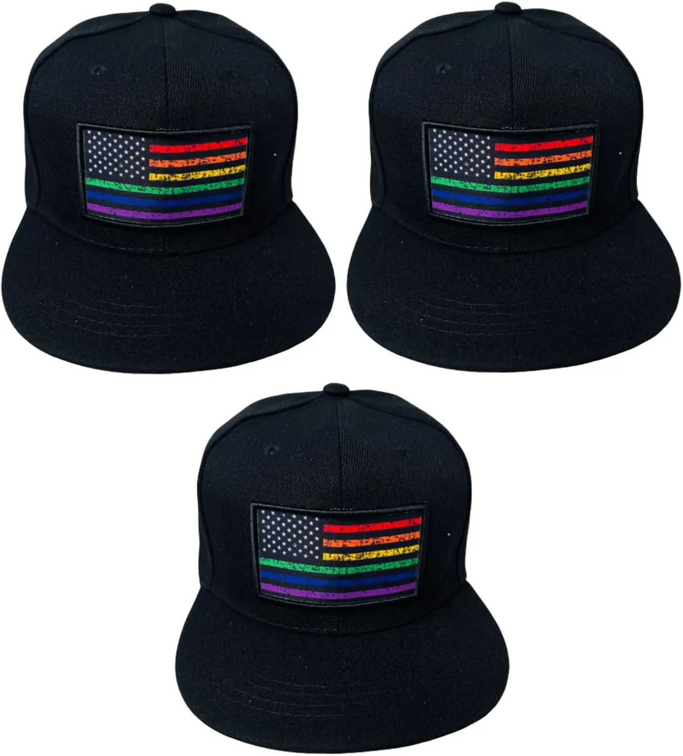 Unisex Rainbow Pride Adjustable Snapback Flat Bill Hat