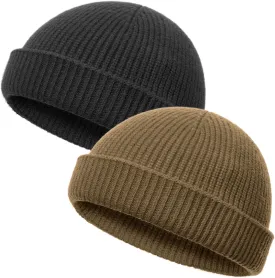 vidsel Thin Wool Fisherman Beanie Hat for Men Women Fall Winter,Short Knit Cuffed Fashion Trawler Skull Cap,Watch Cap