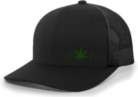 Weed Heartbeat Marijuana Cannabis Men's Mesh Back Trucker Hat Baseball Cap