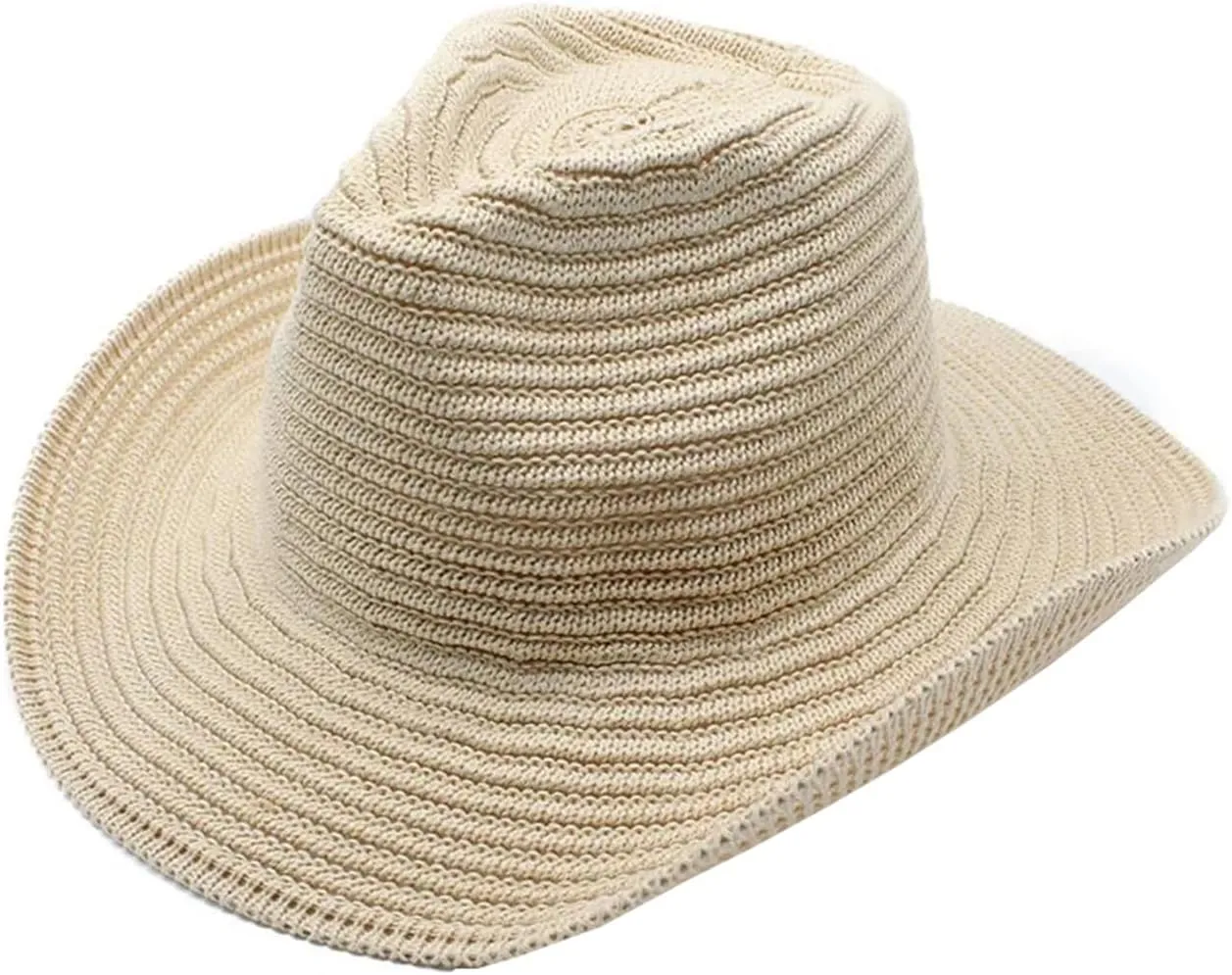 Women Men Western Cowboy Hat Jazz Top Hat Knitted Big Brim Felt Cap Trilby Wide Brim Fedora Outdoor Sun Hat