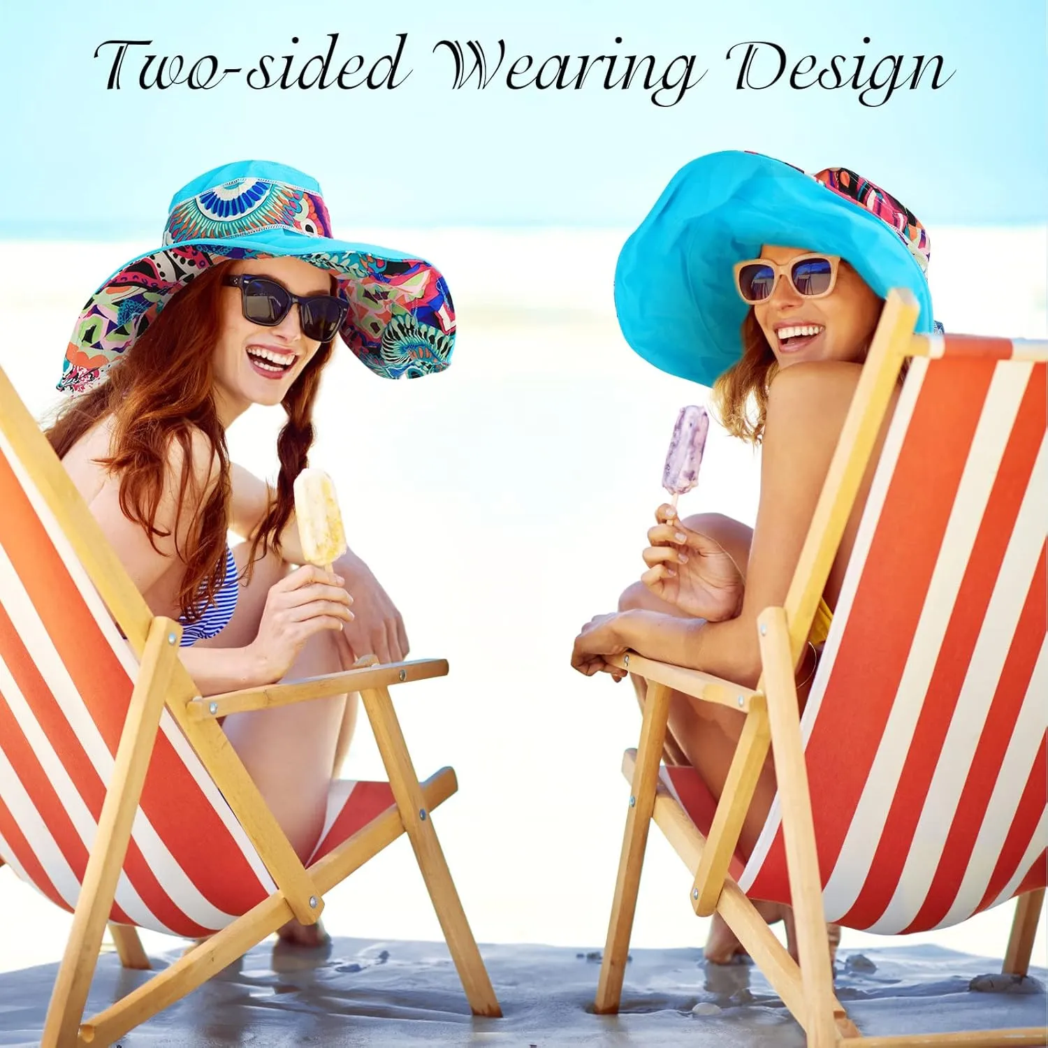 Womens Beach Hat Floppy Reversible Big Sun Hat Wide Brim Fedora SPF Hat UPF 50 