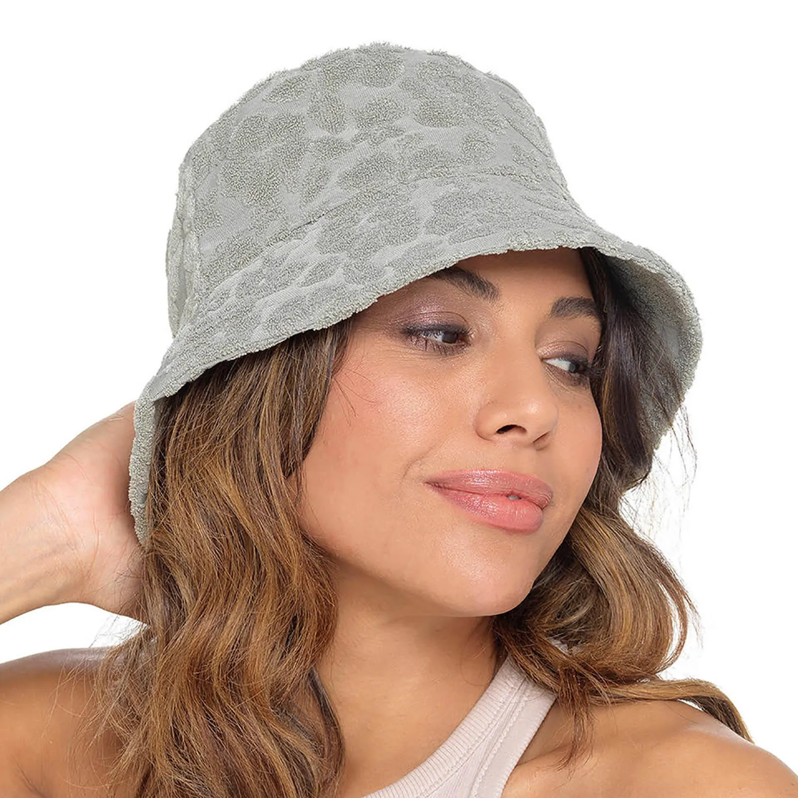 Womens Bucket Hat Floral Embossed Summer Festival Beach