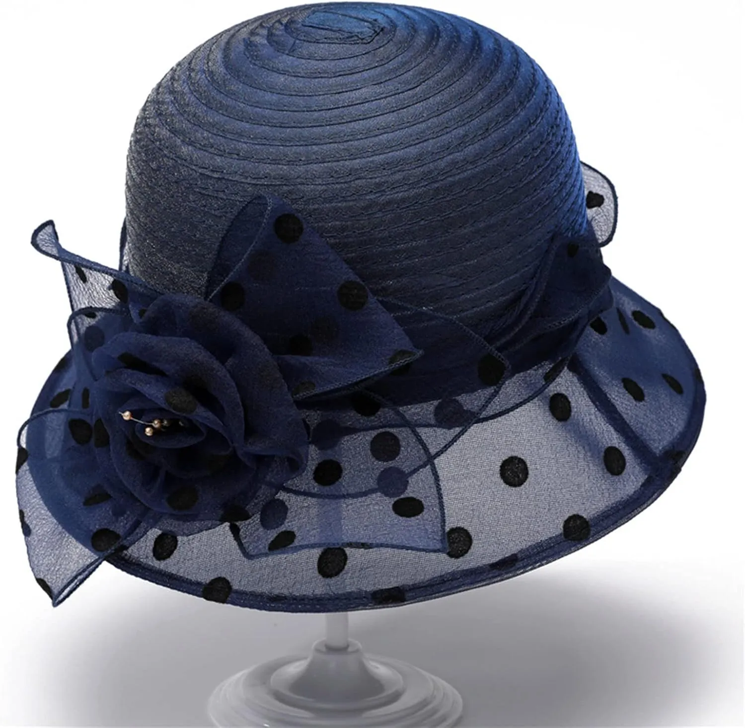 Women's Organza Derby Hat Fascinators Bucket Bowler Hats Floral Tea Party Bridal Wedding Church Dress Hats