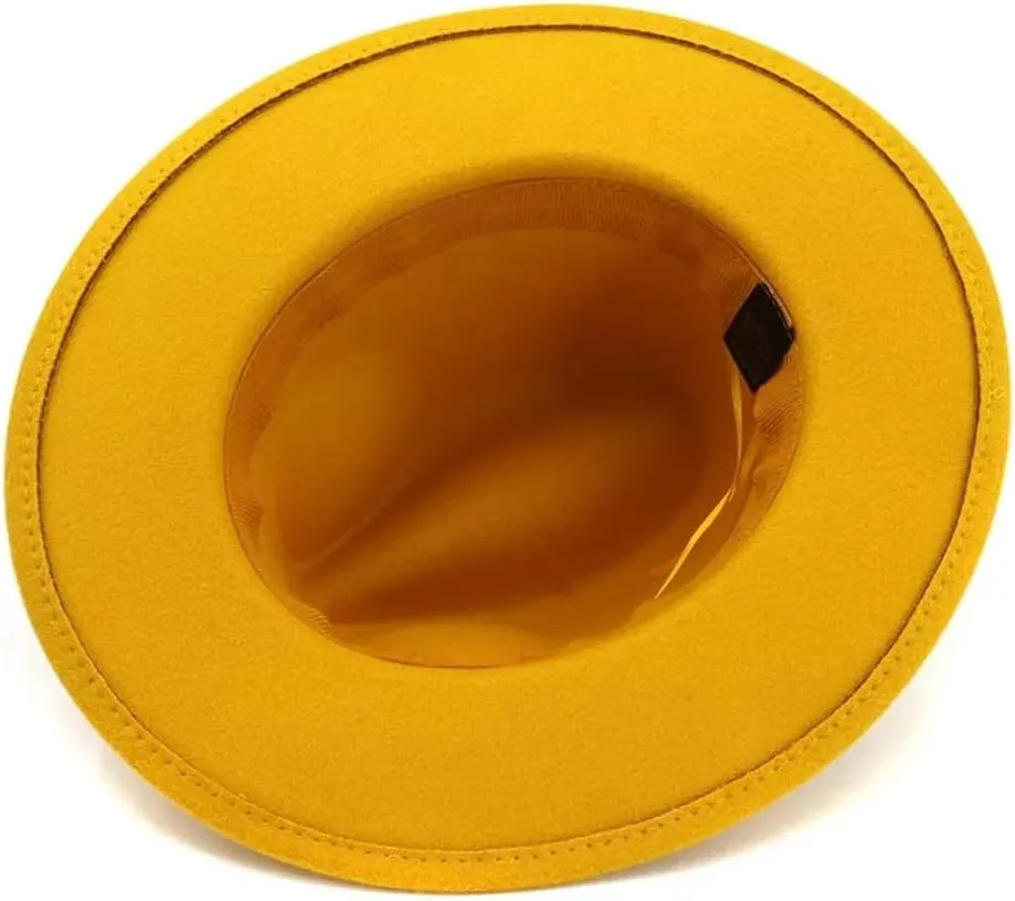 Womens Stage Felt Top Hat Big Brim Hats For Lady Vintage Church Hat Panama Jazz Cap