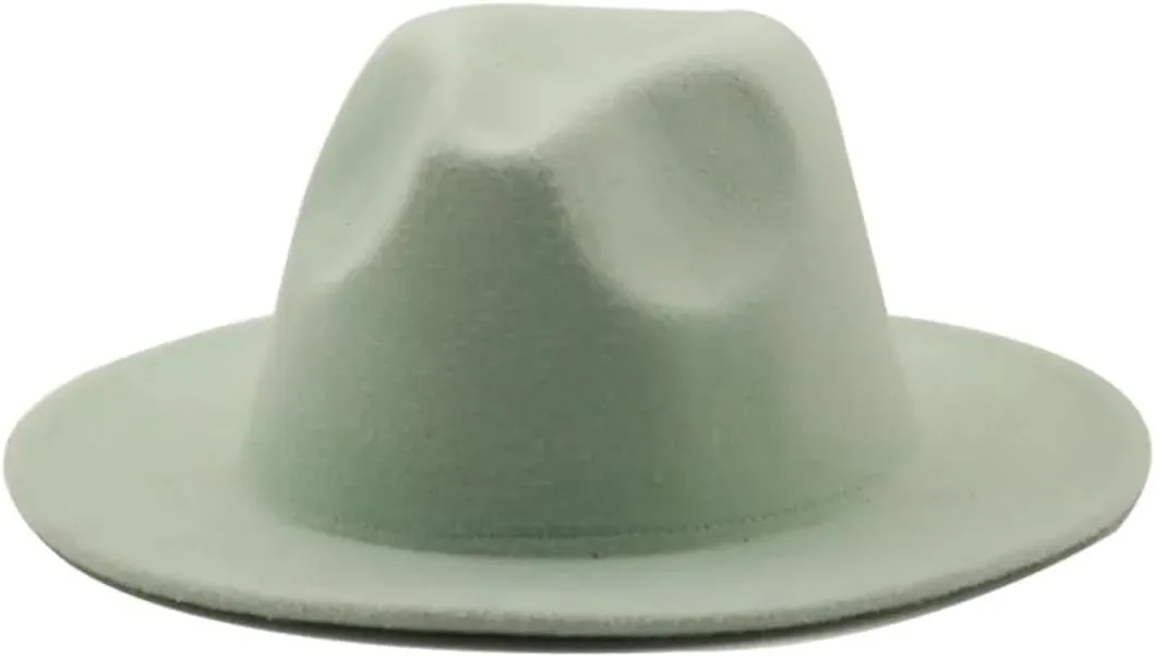 Womens Stage Felt Top Hat Big Brim Hats For Lady Vintage Church Hat Panama Jazz Cap