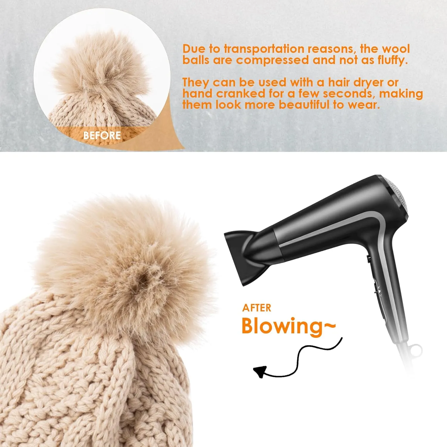 Women's Winter Pompom Beanie Warm and Cozy Knit Hat Fleece Lining Skull Cap for Women